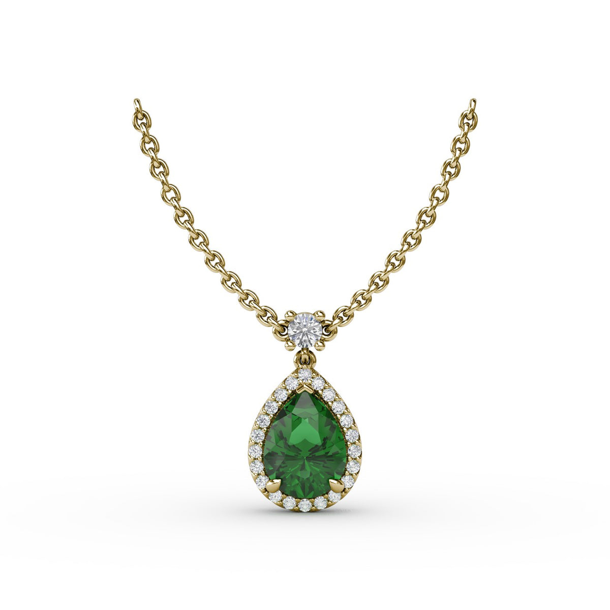 Emerald and Diamond Teardrop Necklace
