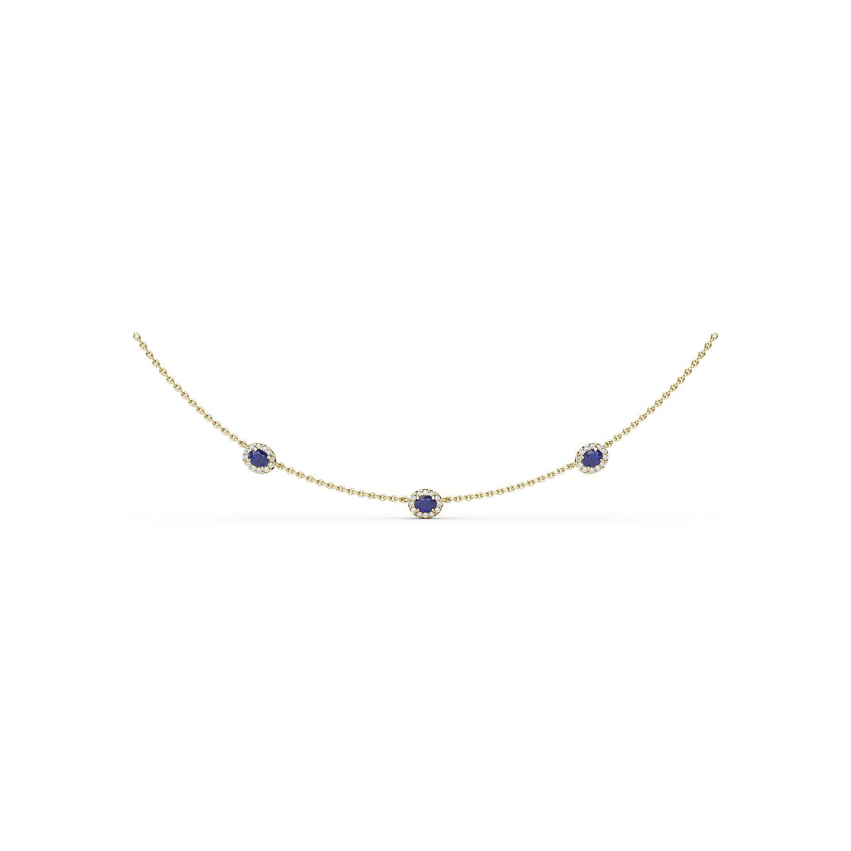 Three Stone Sapphire and Diamond Necklace
