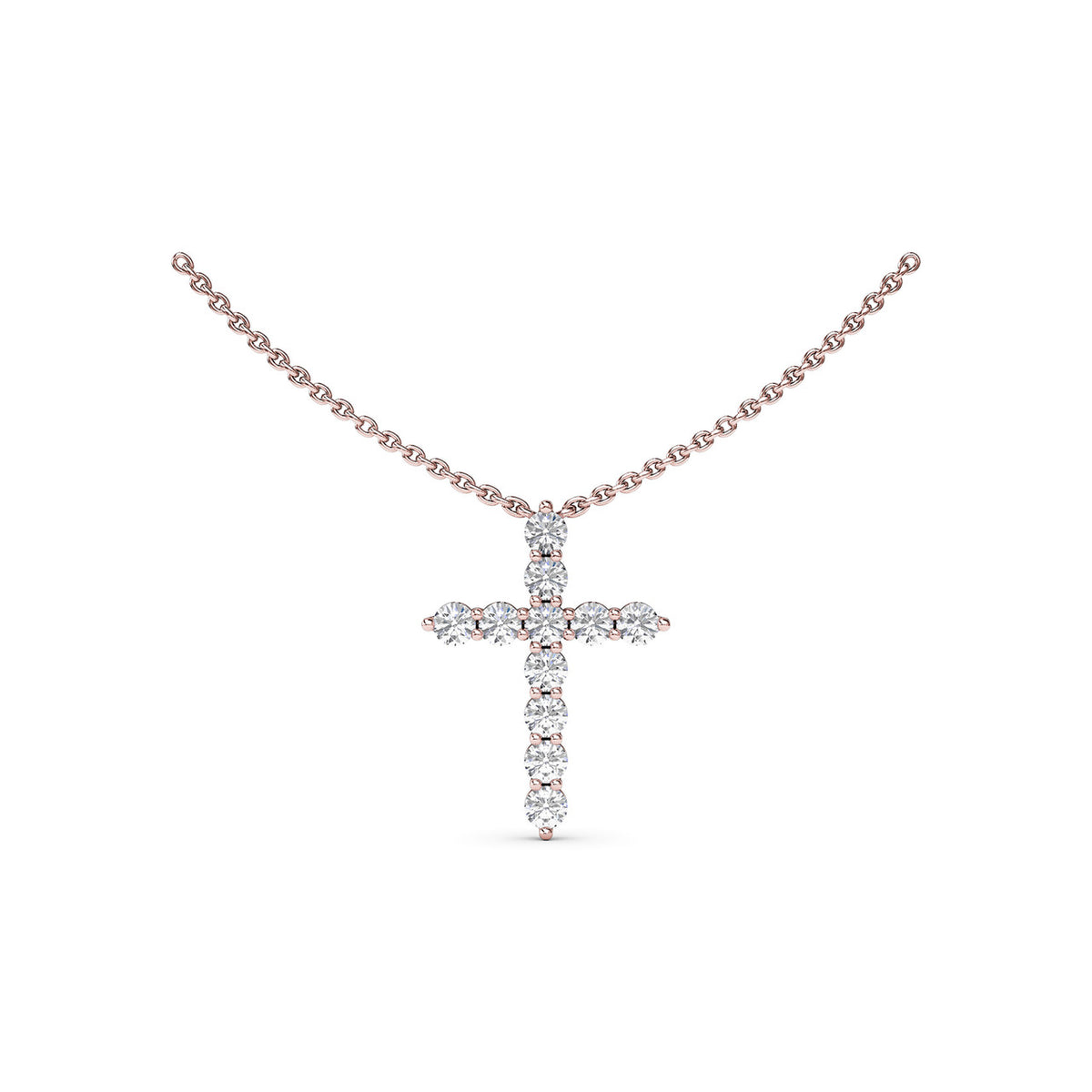 Diamond Prong Cross Necklace