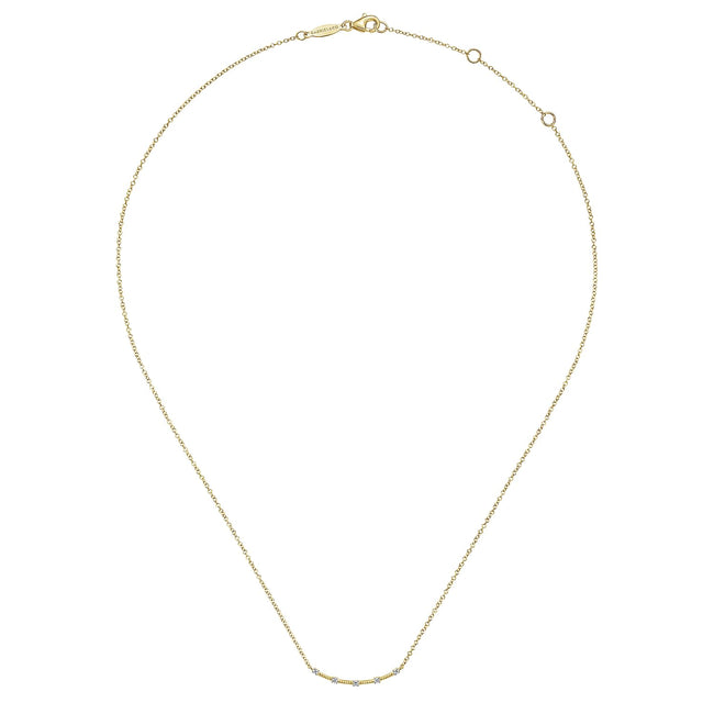 14K Yellow Gold Diamond Stations Bar Necklace
