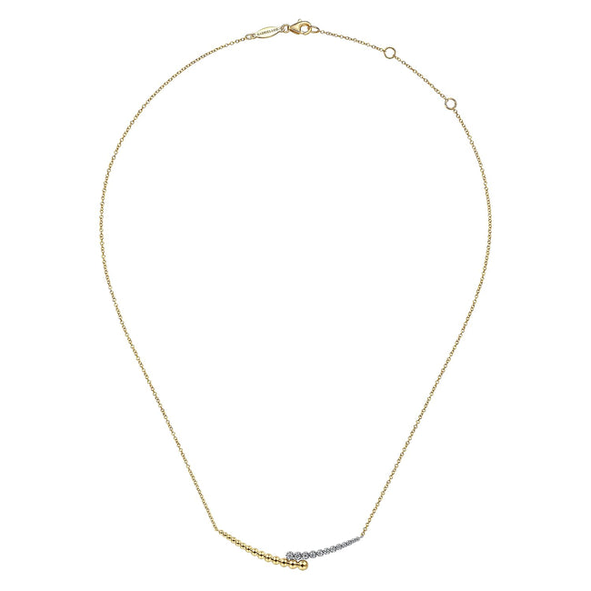 14K Yellow-White Gold Bujukan Diamond Bar Necklace