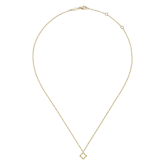 14K Yellow Gold Open Clover Pendant Necklace