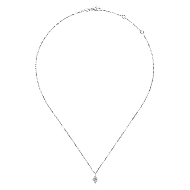 14K White Gold Pavé Diamond Pendant Necklace