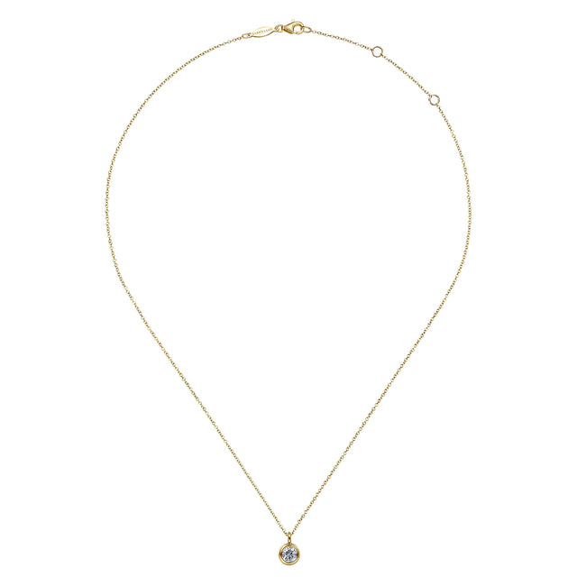 14K Yellow Gold White Sapphire Pendant Necklace