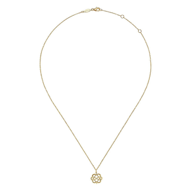 14K Yellow Gold Interwoven Floral Pendant Necklace