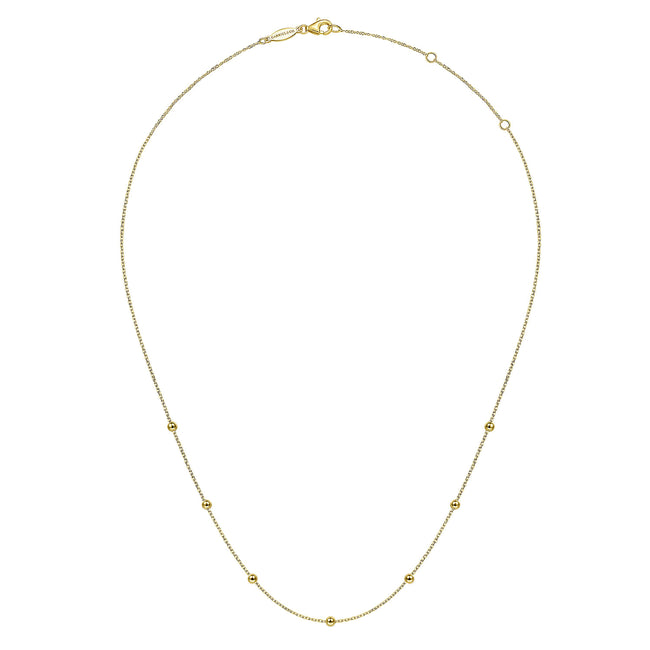 14K Yellow Gold Bujukan Bead Station Necklace
