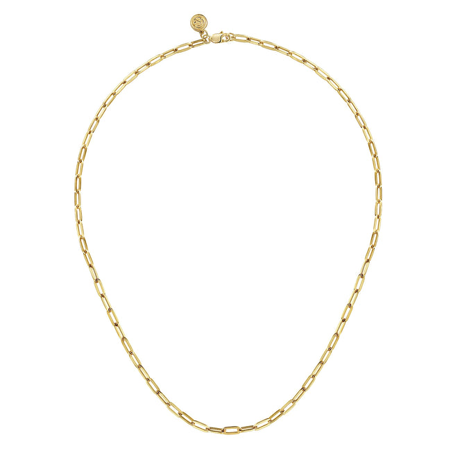 14K Yellow Gold Hollow Paper Clip Chain Necklace