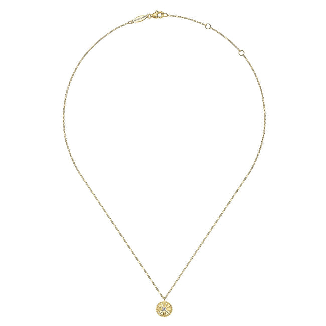 14K White-Yellow Gold Bujukan Diamond Cut Pendant Necklace
