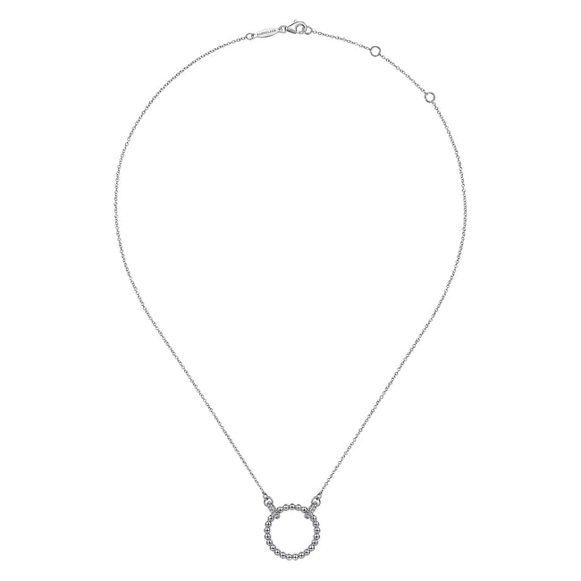 925 Sterling Silver Bujukan White Sapphire Open Circle Pendant Necklace