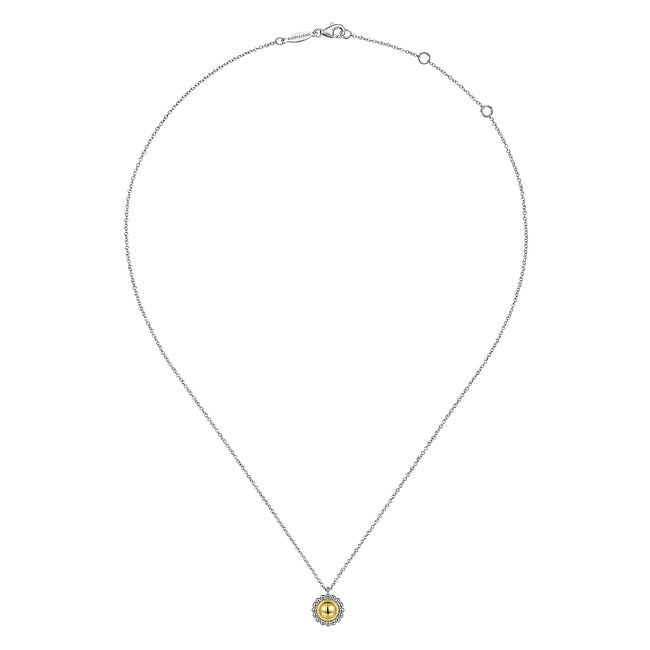 925 Sterling Silver and 14K Yellow Gold Fashion Pendant Necklace
