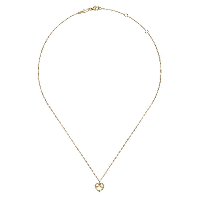 14K Yellow Gold Infinity Heart Pendant Necklace