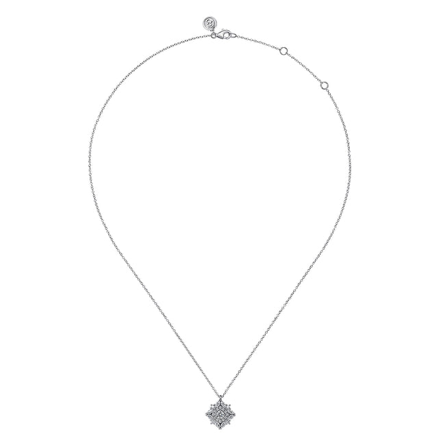 14K White Gold Diamond Pendant Necklace