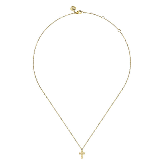14K Yellow Gold Bujukan Cross Pendant Necklace