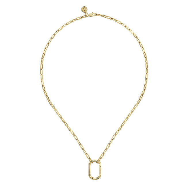 14K Yellow Gold Chain Necklace with Rectangle Drop