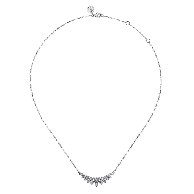 14K White Gold Diamond Marquise Bar Necklace