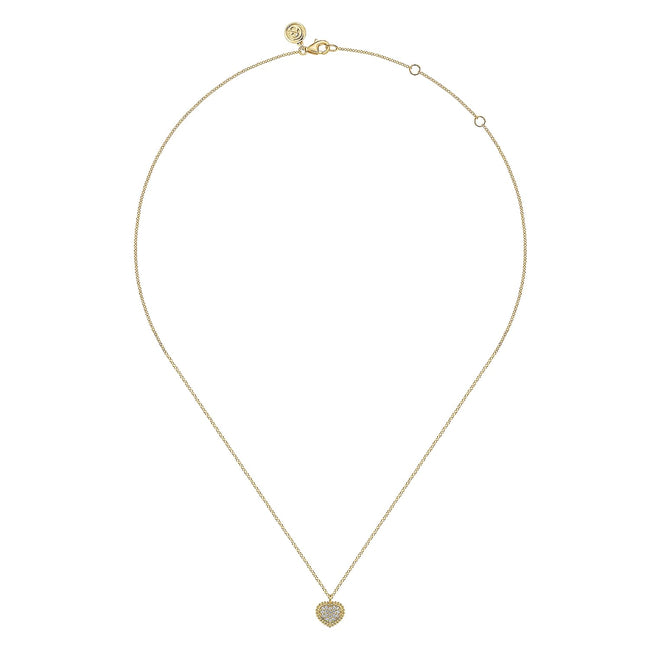 14K Yellow Gold Diamond Bujukan Heart Necklace