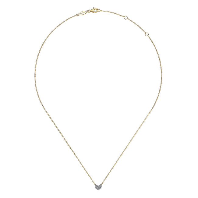 14K White and Yellow Gold Diamond Heart Pendant Necklace