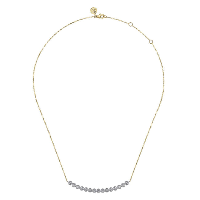 14K White and Yellow Gold Diamond Bar Necklace