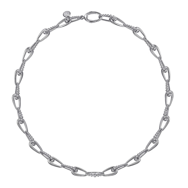 925 Sterling Silver Oval Link Chain Necklace with Bujukan Connectors