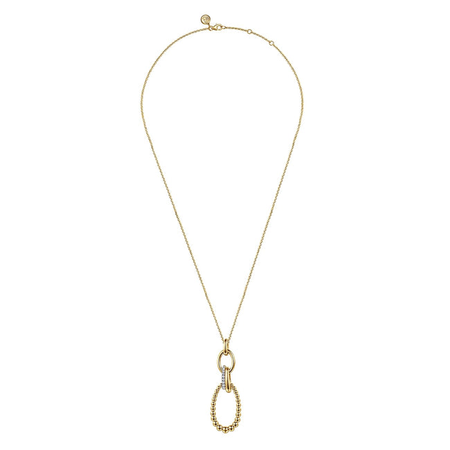 14K Yellow Gold Bujukan Diamond Link Pendant Necklace