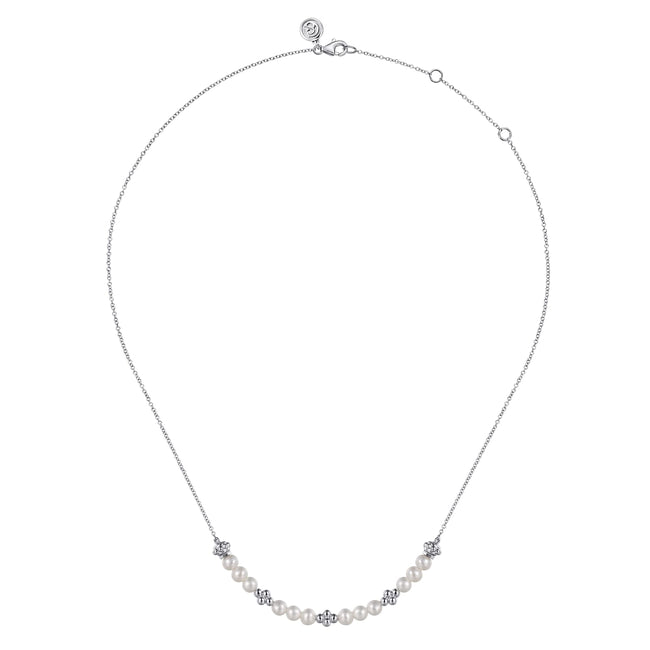 925 Sterling Silver Bujukan Pearl Station Necklace