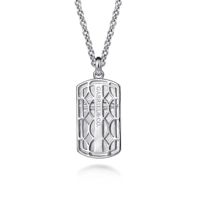 22 Inch 925 Sterling Silver Cross Dog Tag Pendant Necklace