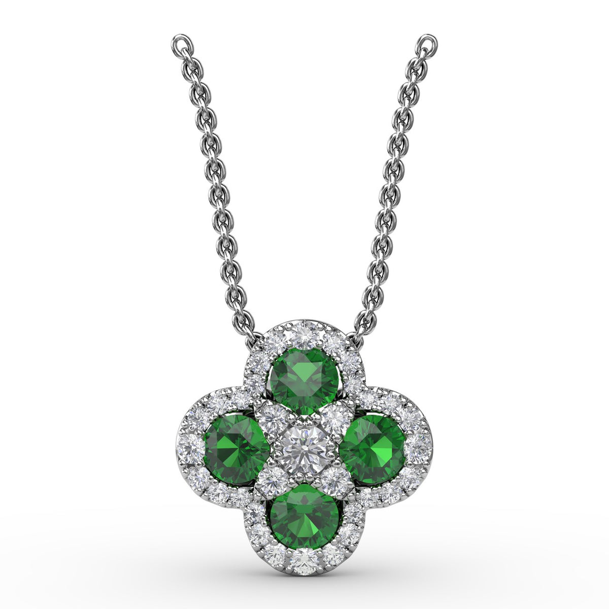 Flower Emerald and Diamond Pendant