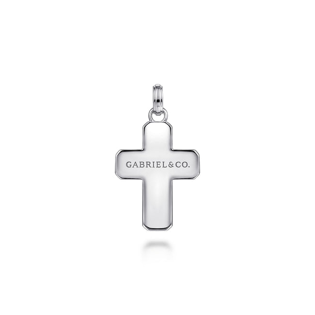 925 Sterling Silver and Black Spinel Cross Pendant