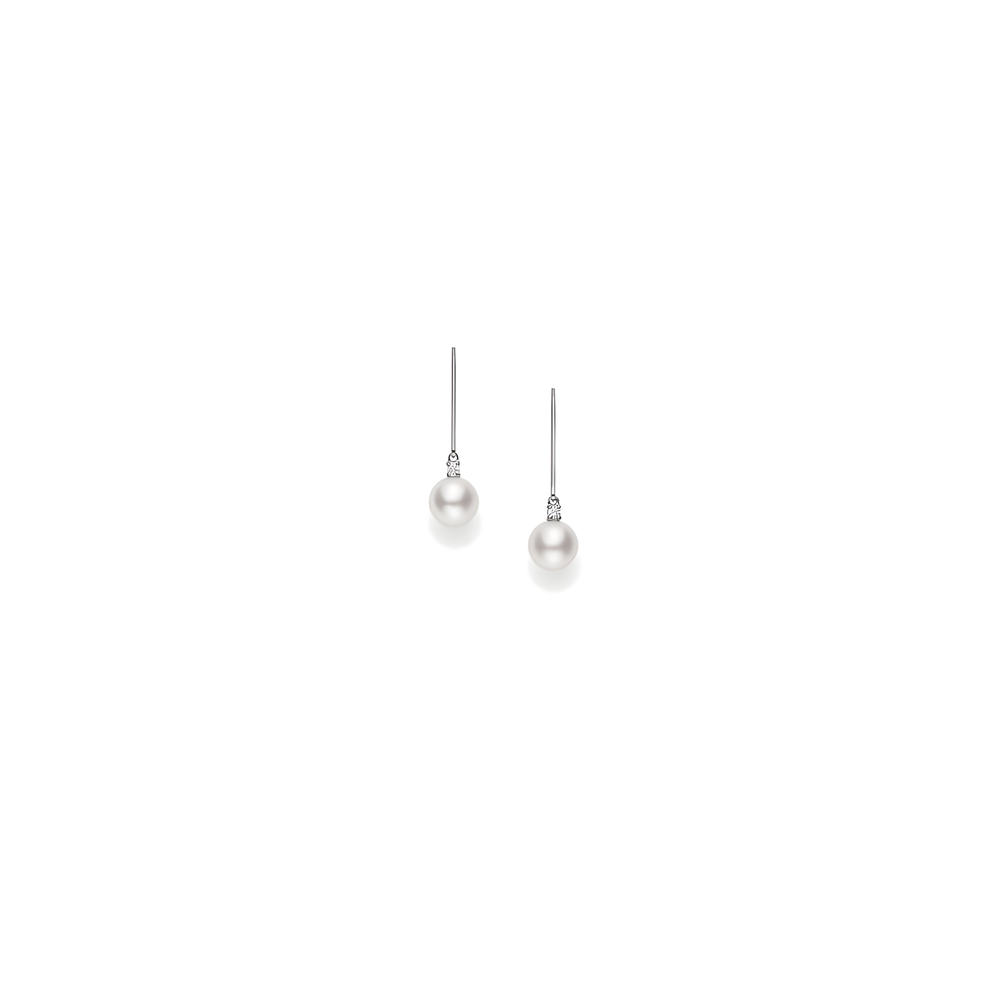 Akoya Cultured Pearl Drop Earrings in 18K White Gold