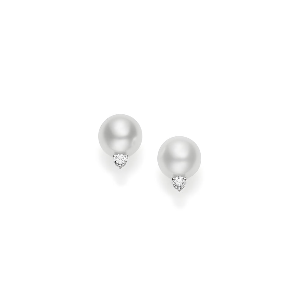 White South Sea Cultured Pearl Stud Earrings in 18K White Gold