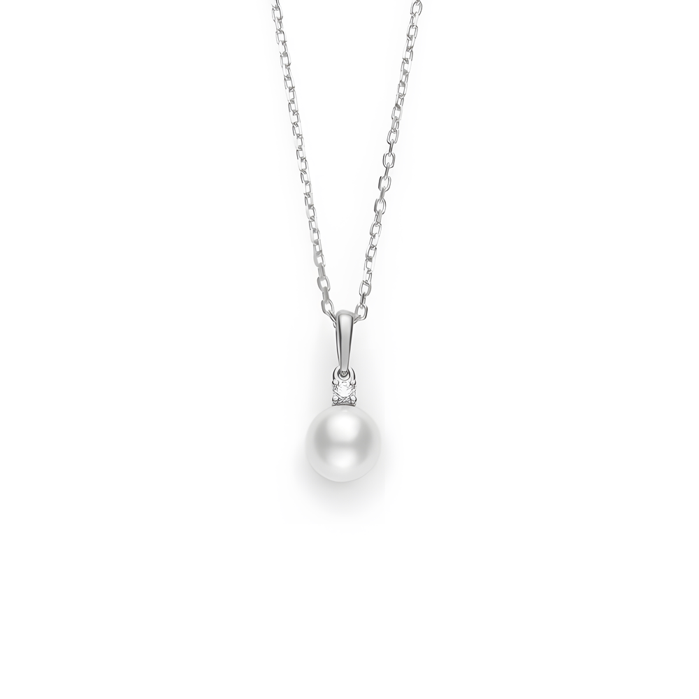 Akoya Cultured Pearl and Diamond Pendant – 18K White Gold