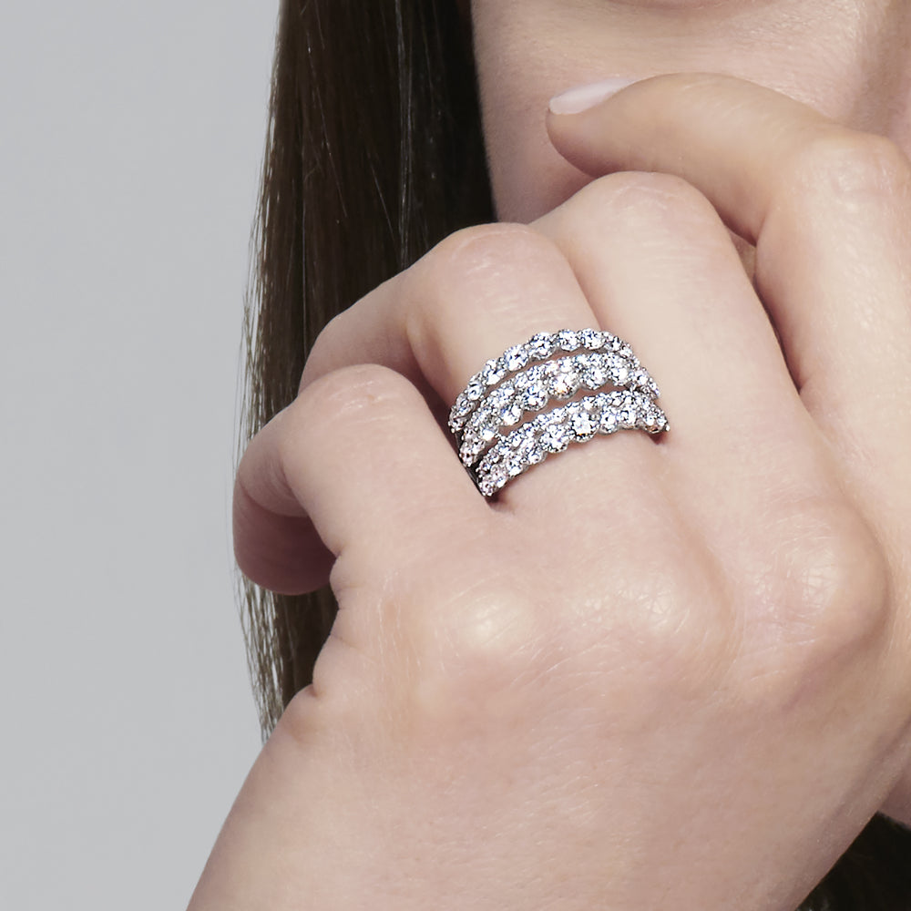 Lyric Five Row Ring with Diamonds in 18k White Gold