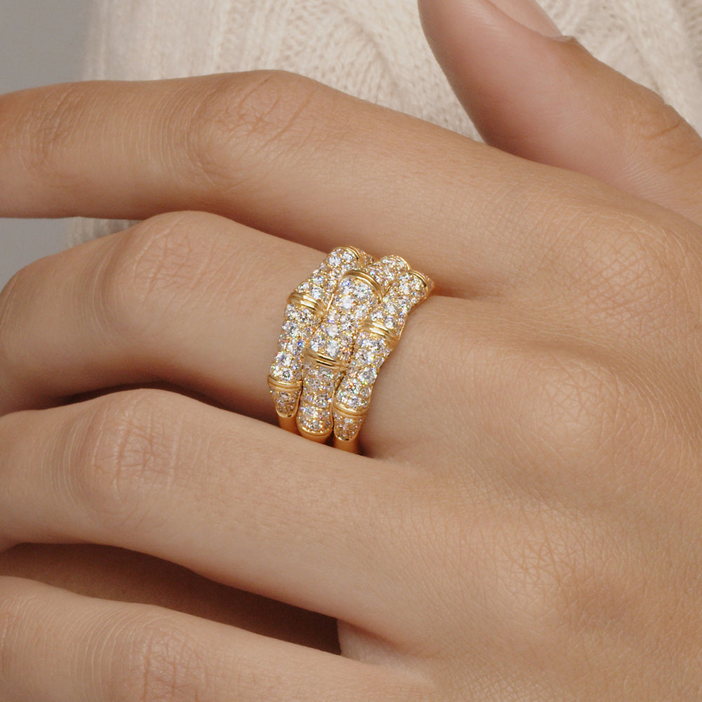 Zen Wide Diamond Ring in 18K Yellow Gold