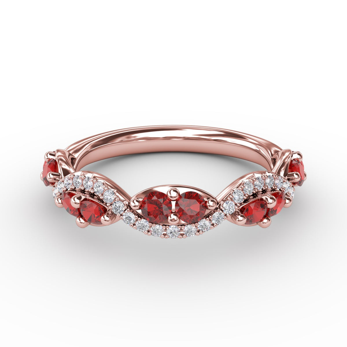 Ruby and Diamond Twist Ring