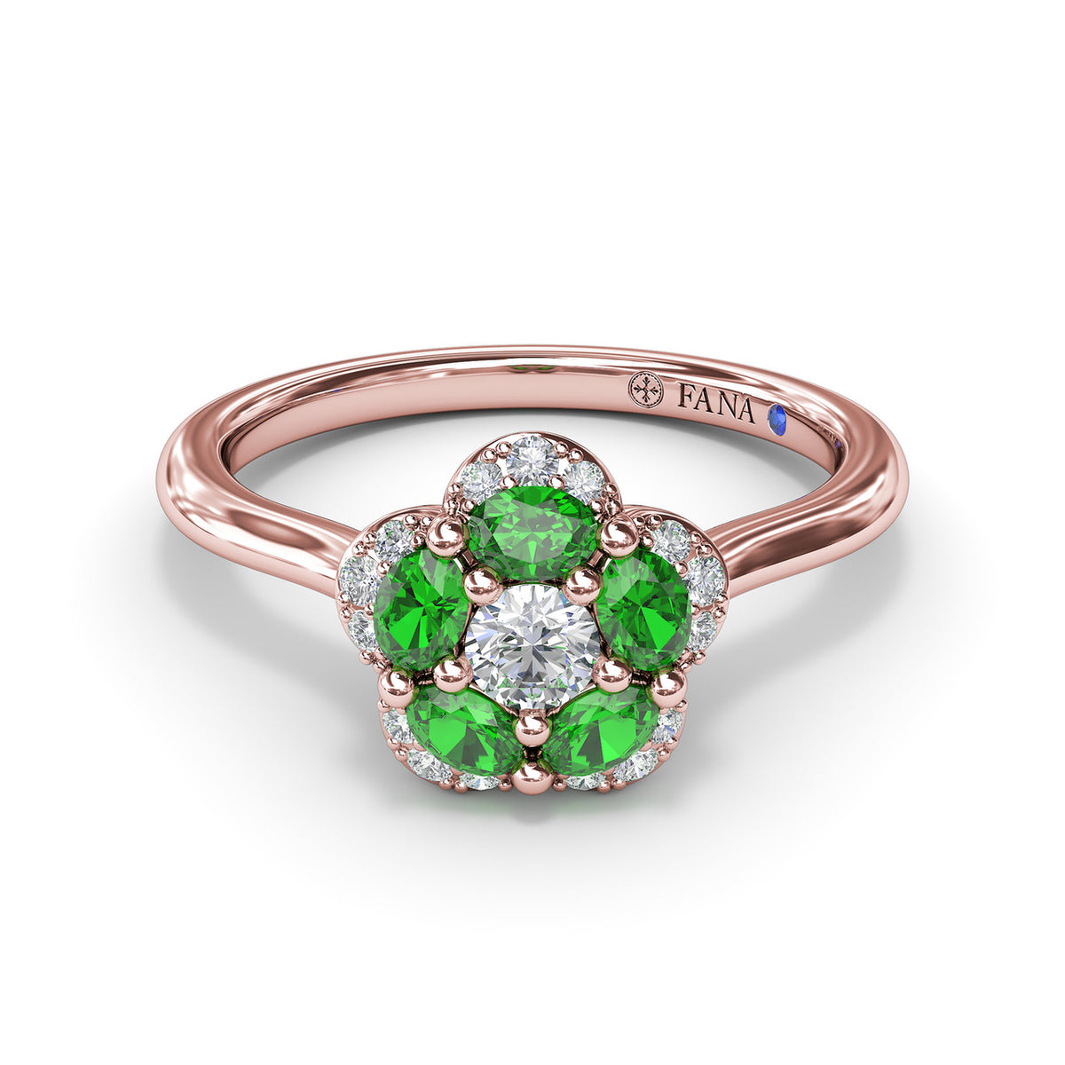 Floral Emerald and Diamond Ring