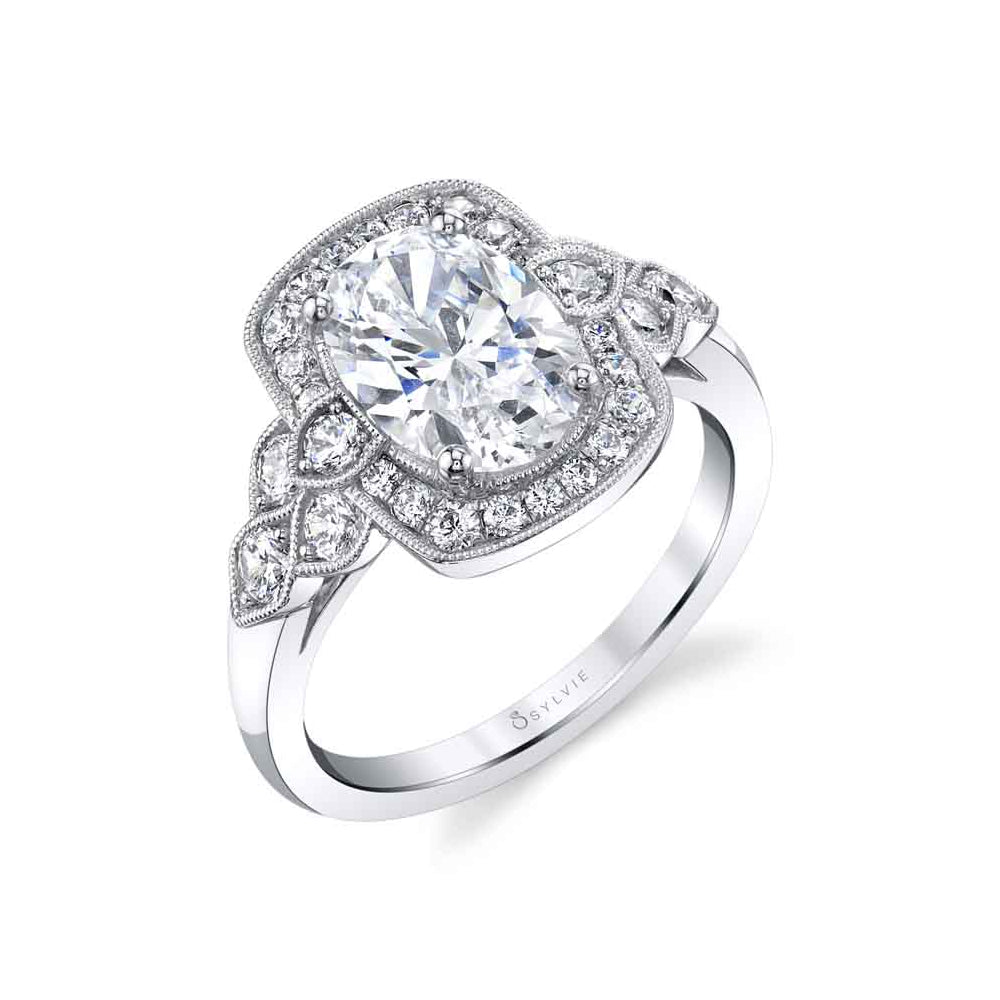 Sylvie Halo Engagement Ring with Oval Center