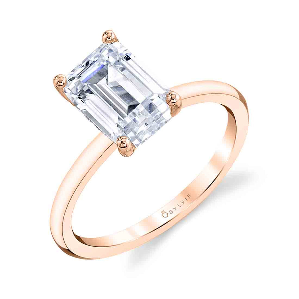 Sylvie Emerald Cut Solitaire Engagement Ring - Dominique