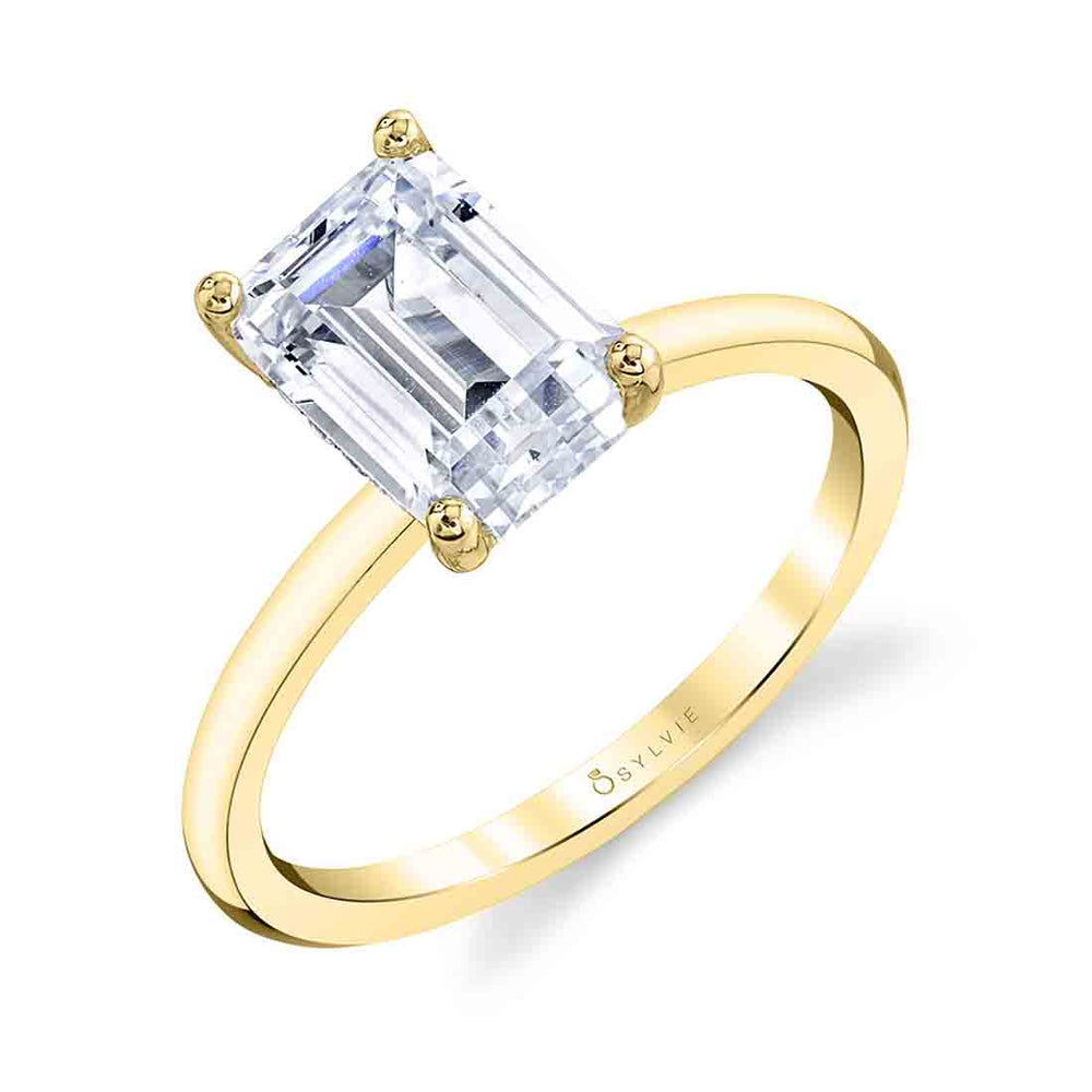 Sylvie Emerald Cut Solitaire Engagement Ring - Dominique