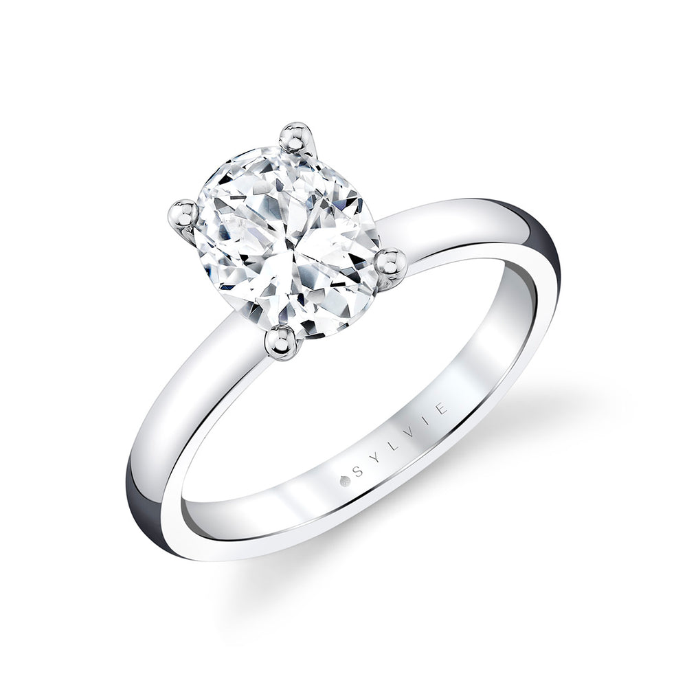 Sylvie Oval Cut Wide Band Solitaire Engagement Ring - Mila