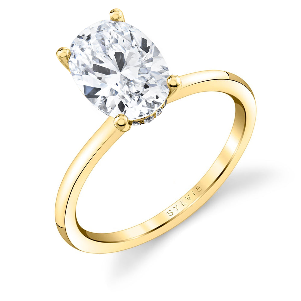 Sylvie Oval Cut Solitaire Hidden Halo Engagement Ring - Sable