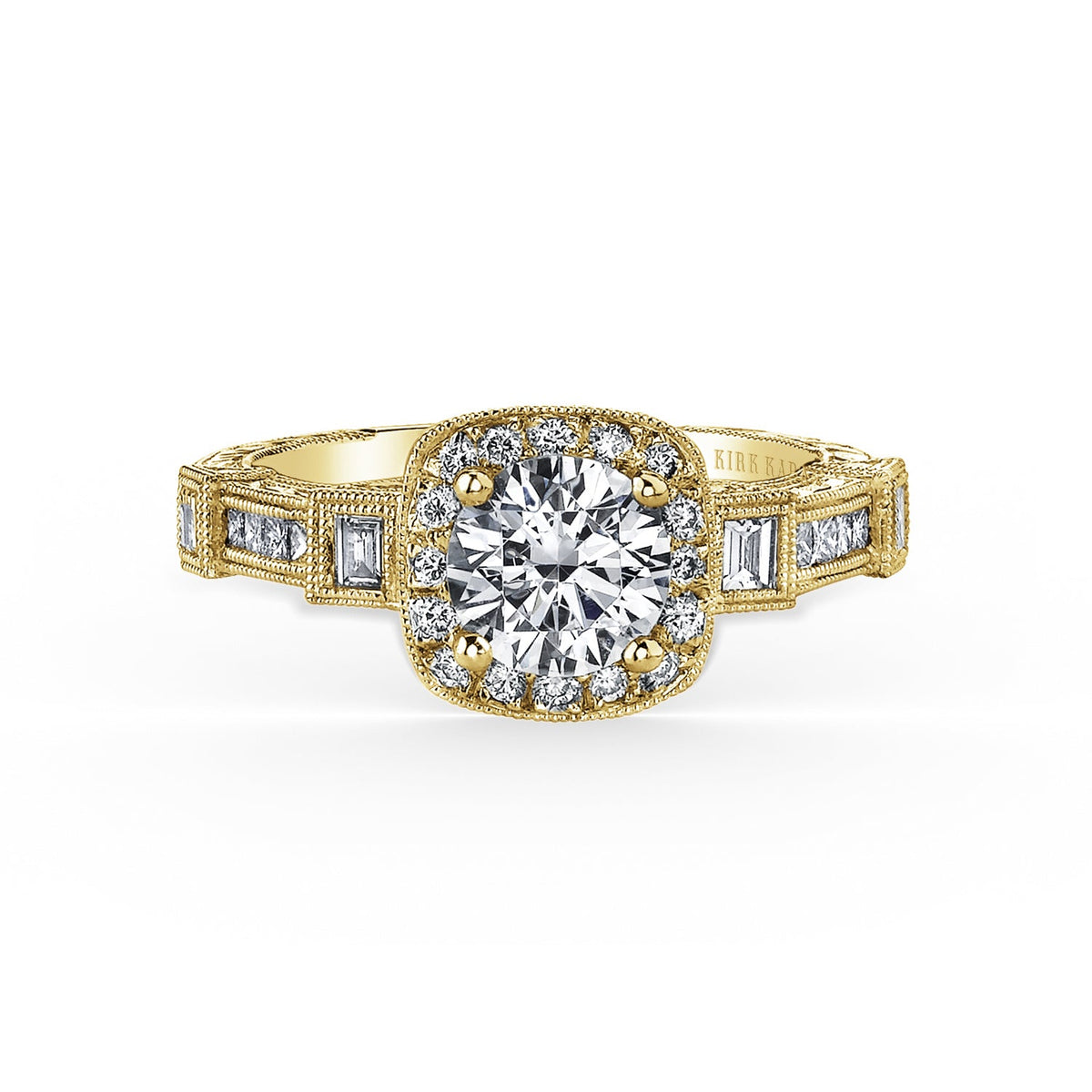 Modern Channel Detailed Diamond Halo Engagement Ring