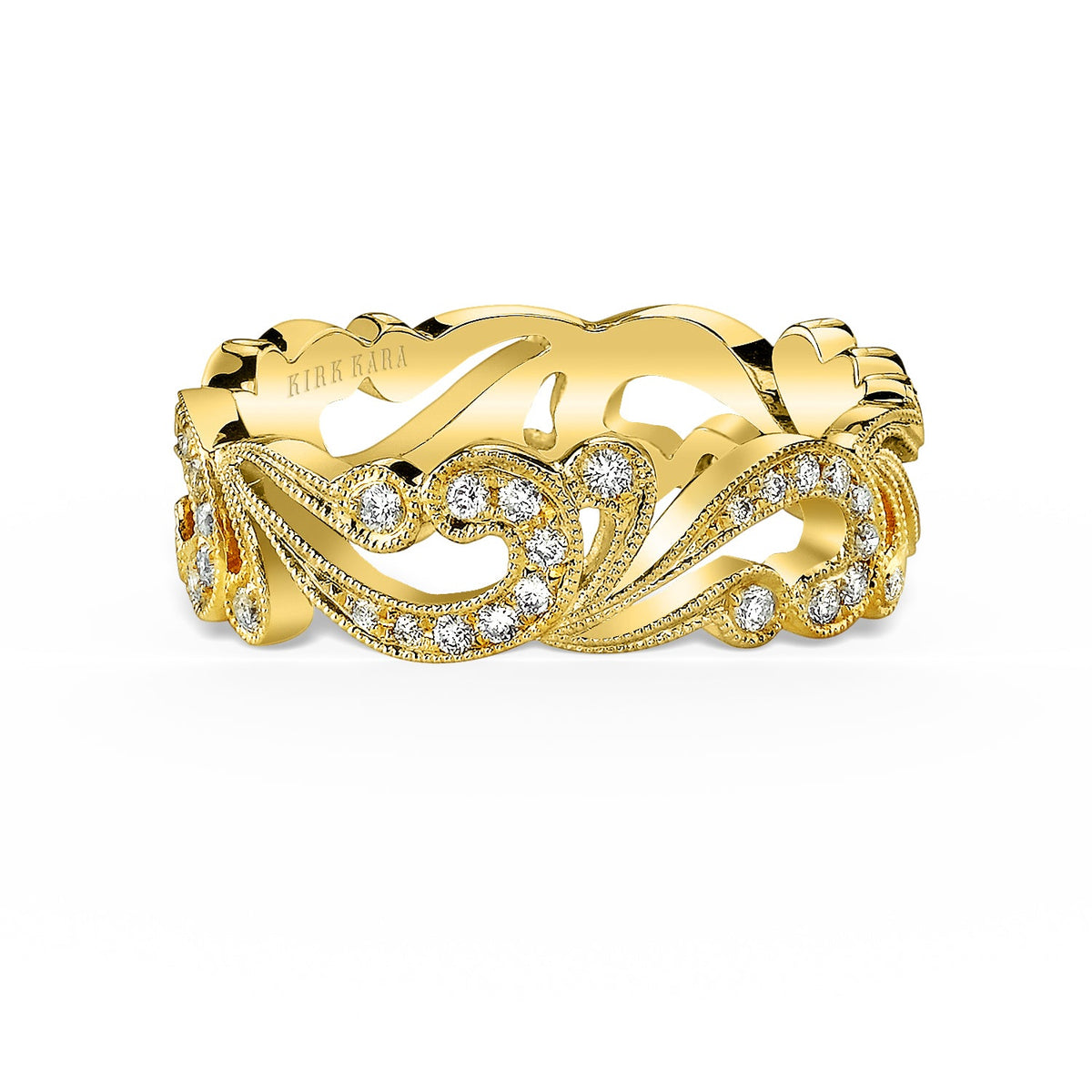 Swirl Milgrain Diamond Wedding Band