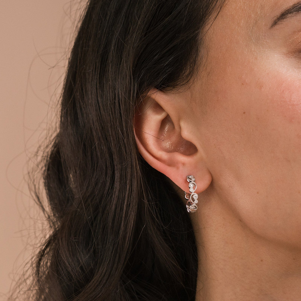 Milgrain Lace Diamond Hoop Earrings