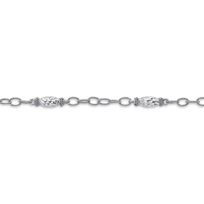 Sterling Silver Filigree Station Chain Bracelet