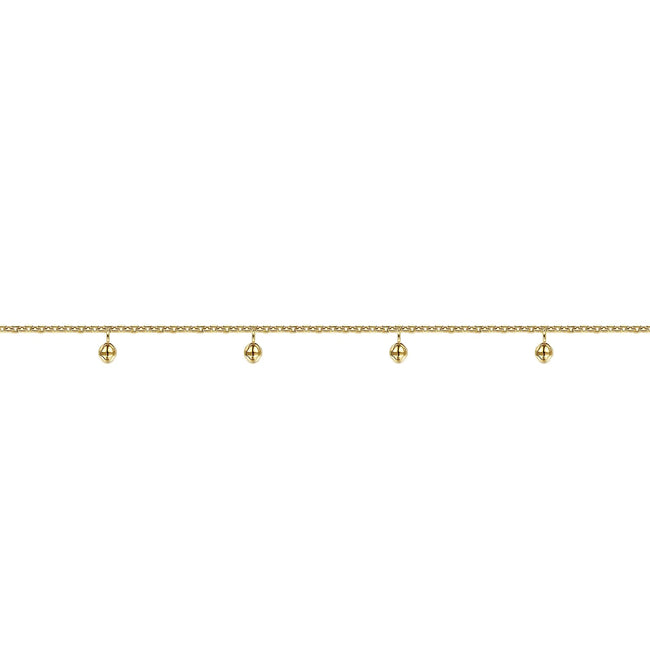 14K Yellow Gold Chain Bracelet with Metal Bead Drops