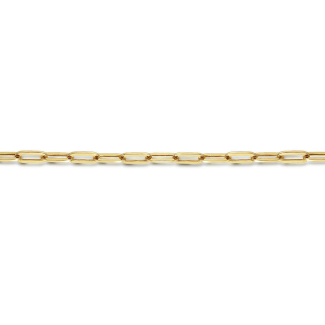 7 inch 14K Yellow Gold Hollow Paperclip Chain Bracelet