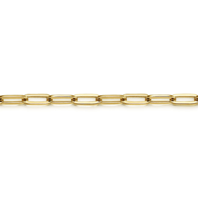 7 inch 14K Yellow Gold Hollow Paperclip Chain Bracelet