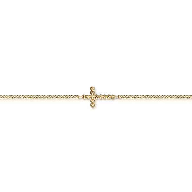 14K Yellow Plain Gold Bujukan Cross Bracelet