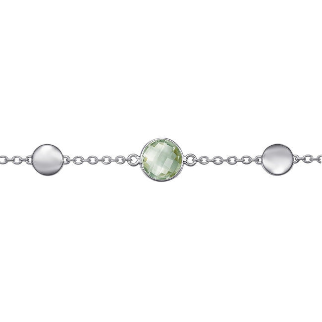925 Sterling Silver Green Amethyst Station Bracelet