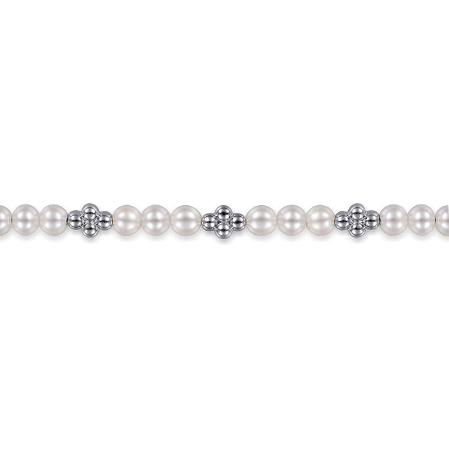 925 Sterling Silver Bujukan Pearl Station Bracelet